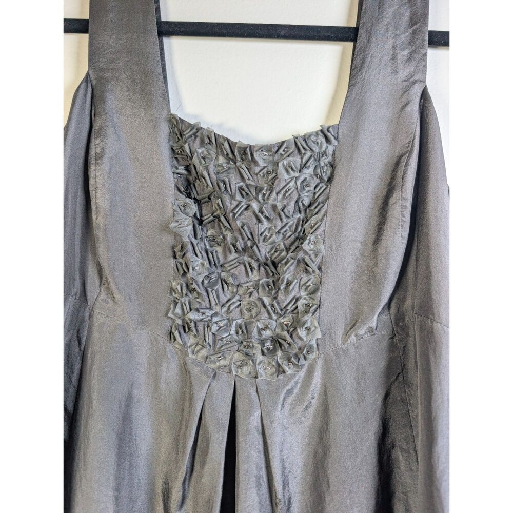 Eileen Fisher Habutai Silk Tunic Top Bark Gray Rosette Petite Small Quiet Luxury - Picture 7 of 7